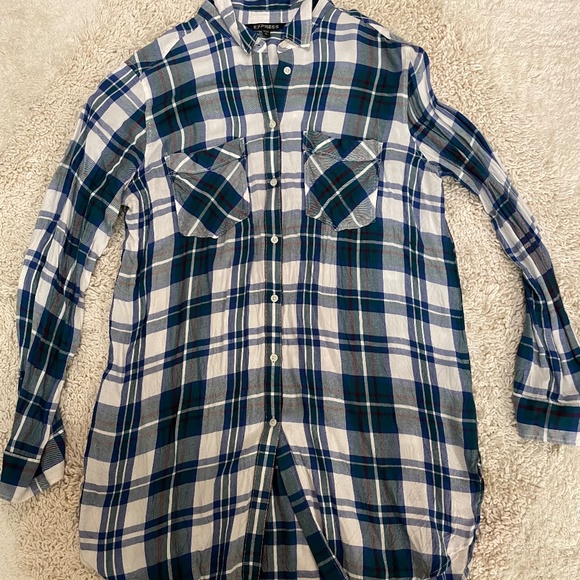 Long blue and green flannel - Picture 3 of 7